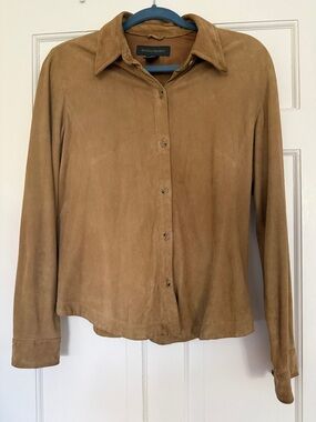 Banana Republic Tan Soft Leather Button-Front Shirt